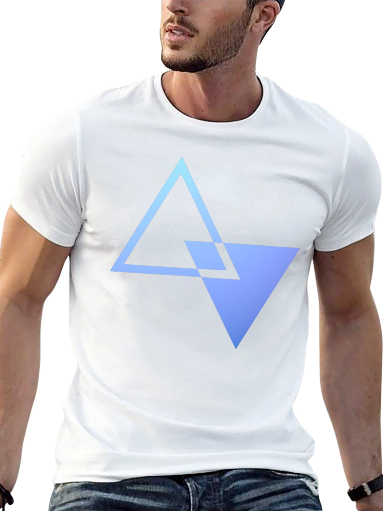 Geometric Triangle Graphic Tee - Modern Black T-Shirt