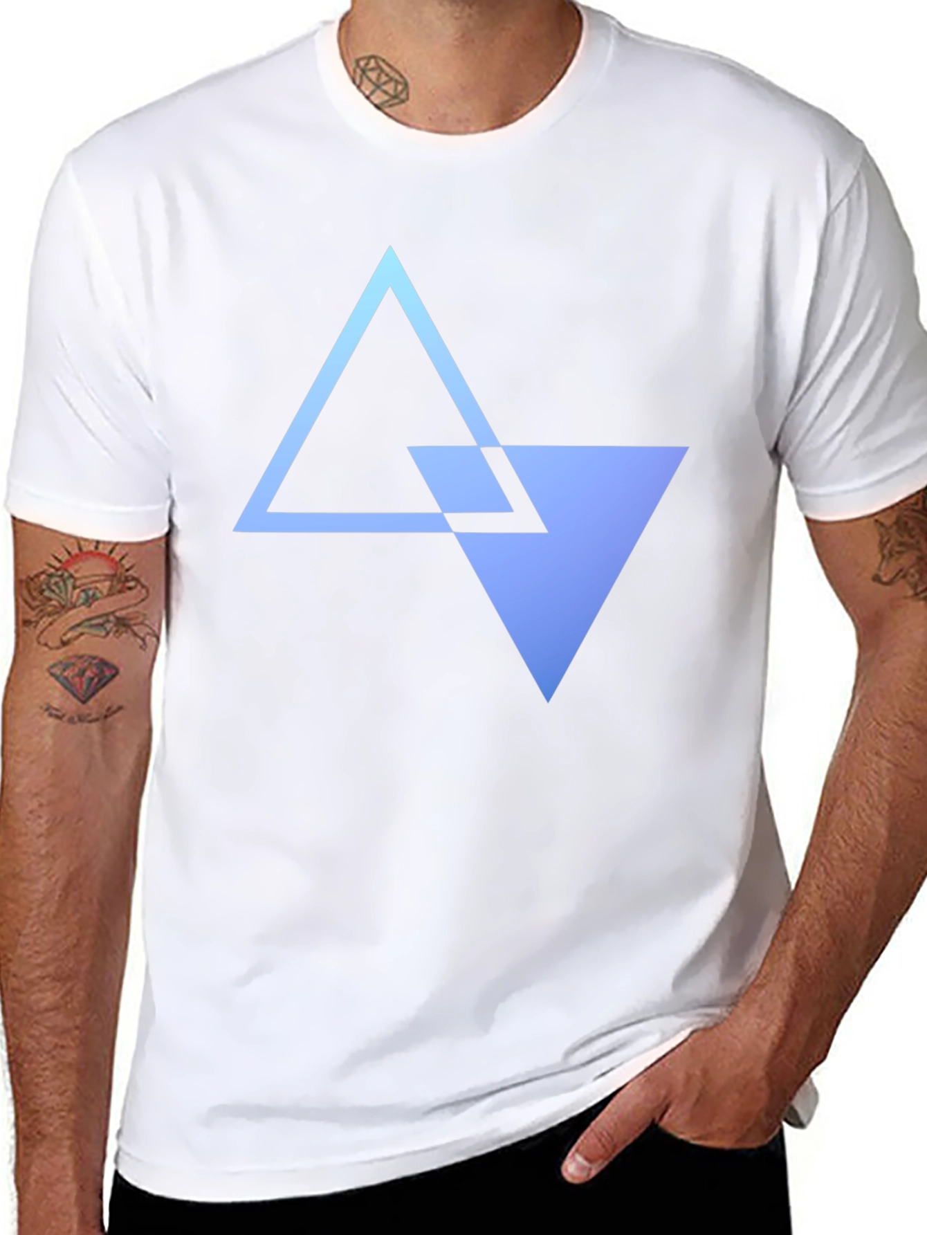 Geometric Triangle Graphic Tee - Modern Black T-Shirt