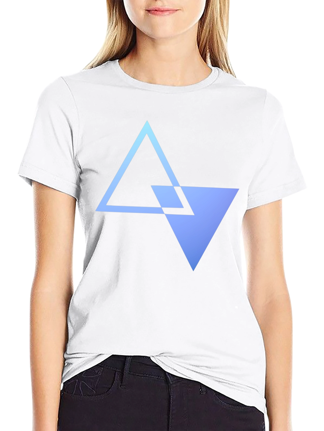 Geometric Triangle Graphic Tee - Modern Black T-Shirt
