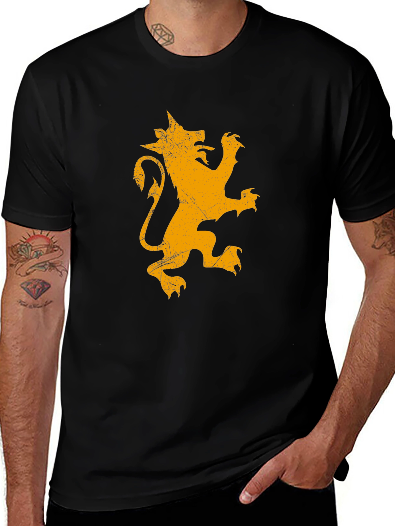 Lion Emblem Graphic T-Shirt - Black
