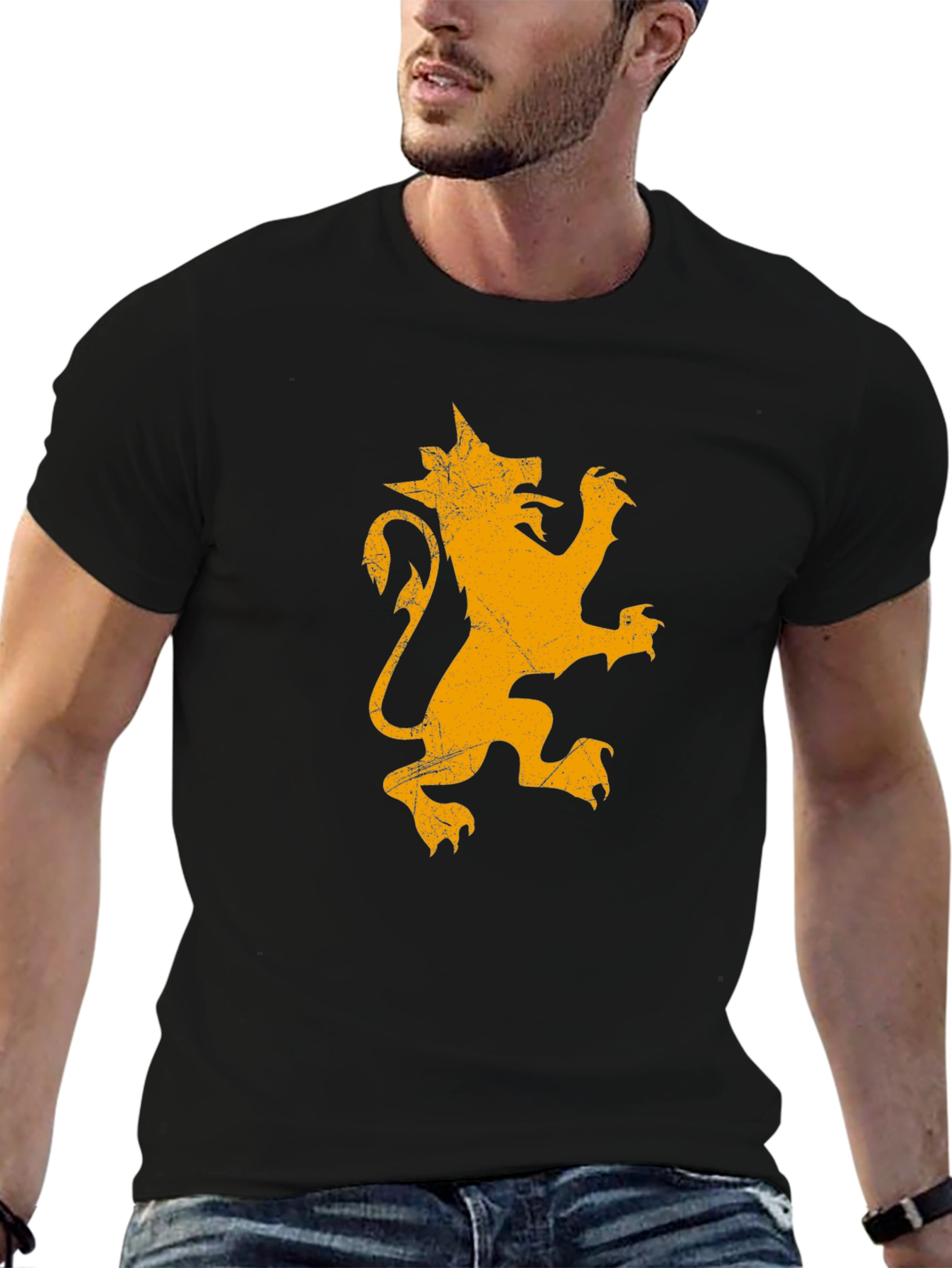 Lion Emblem Graphic T-Shirt - Black
