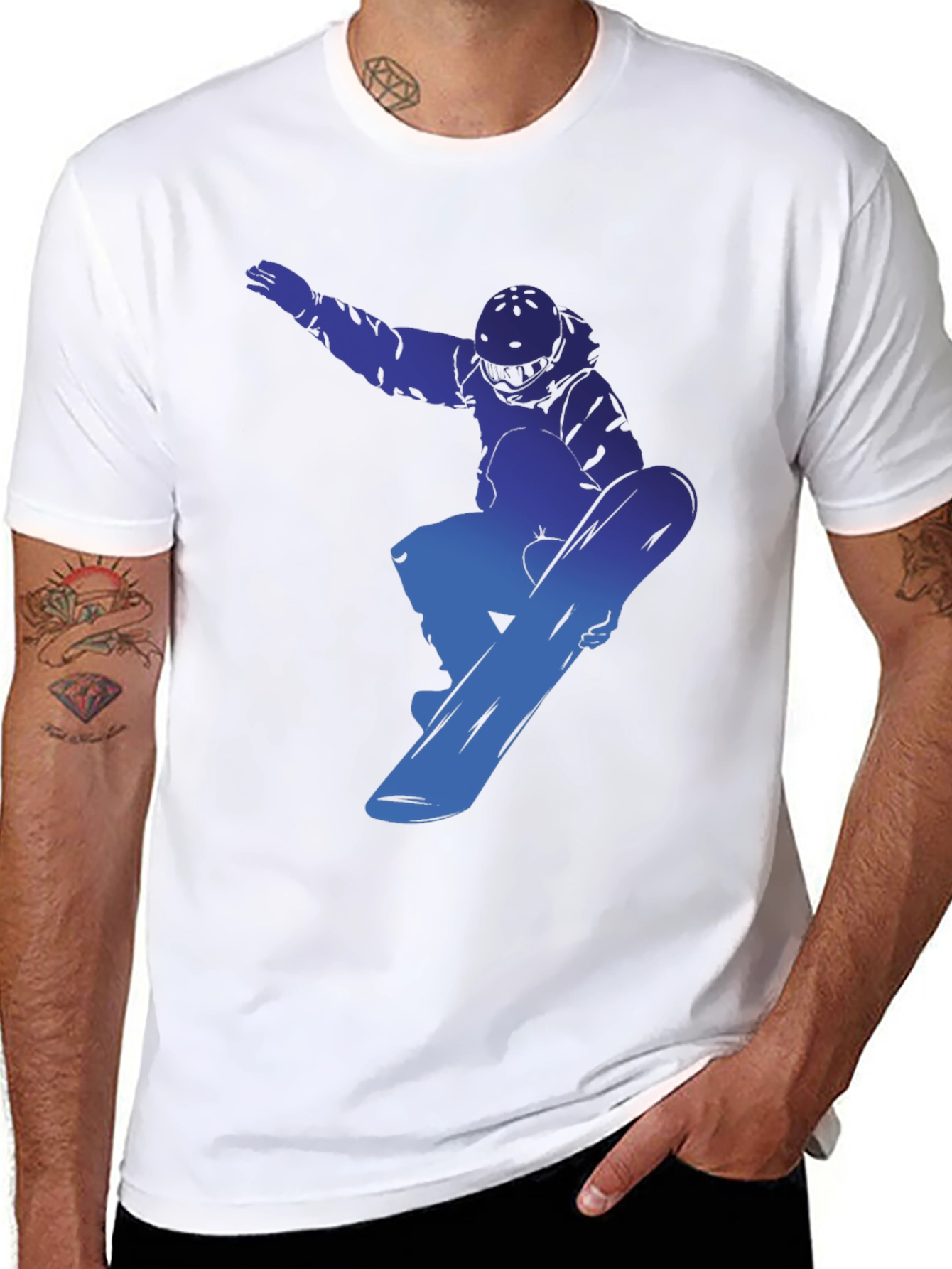 Snowboarder Graphic Tee - Cool Blue Design