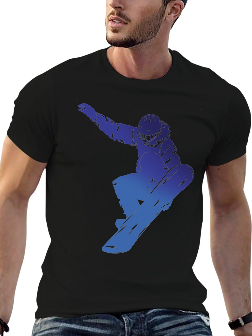 Snowboarder Graphic Tee - Cool Blue Design