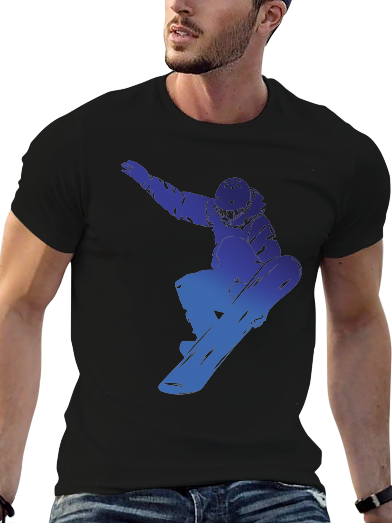 Snowboarder Graphic Tee - Cool Blue Design