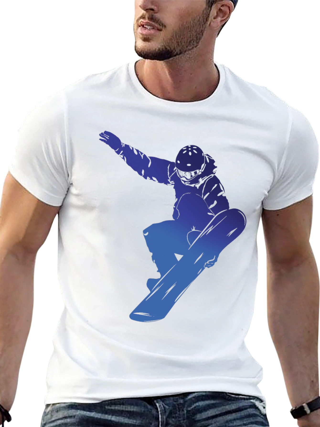 Snowboarder Graphic Tee - Cool Blue Design