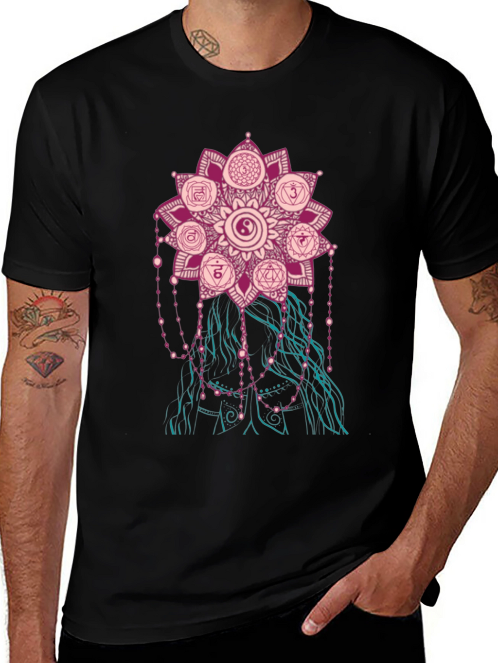 Chakra Mandala Graphic Tee - Stylish Spiritual Design