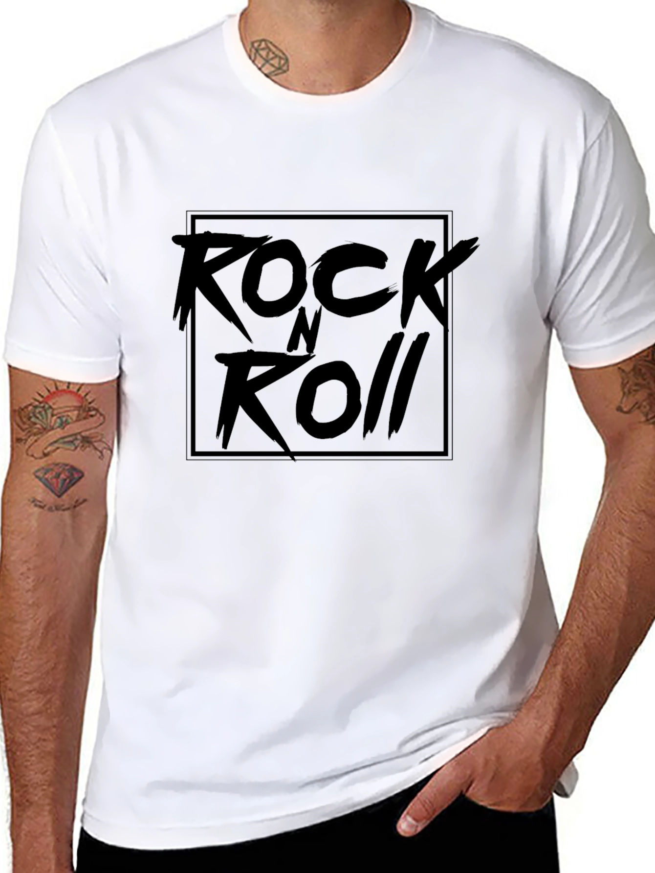 Rock N Roll Graphic Print Black T-Shirt