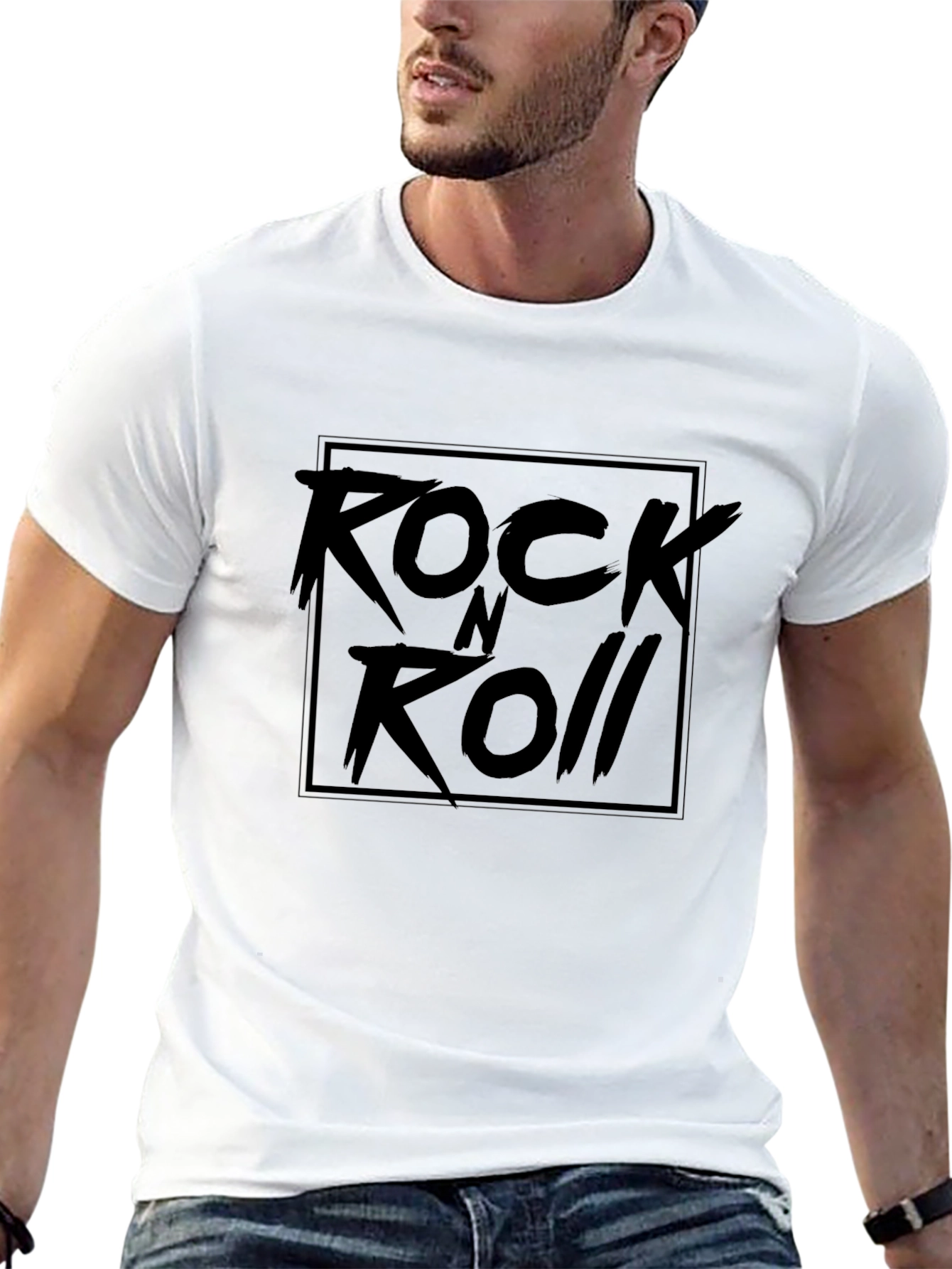 Rock N Roll Graphic Print Black T-Shirt