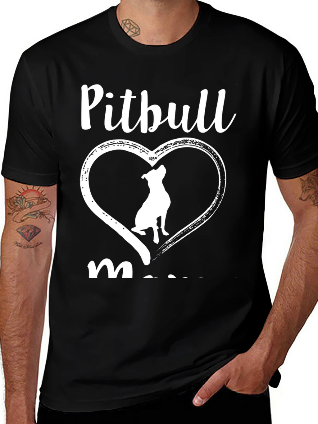 Pitbull Mom Heart Graphic T-Shirt