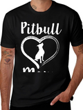Pitbull Mom Heart Graphic T-Shirt