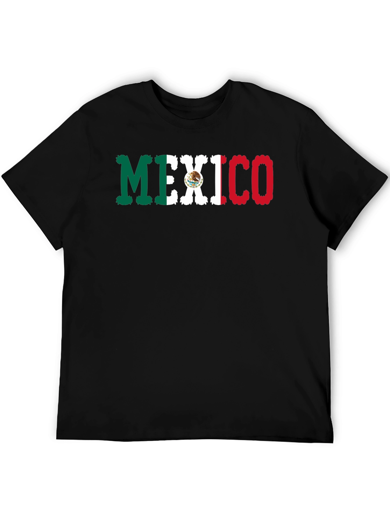 Mexico Flag Graphic Print Black T-Shirt