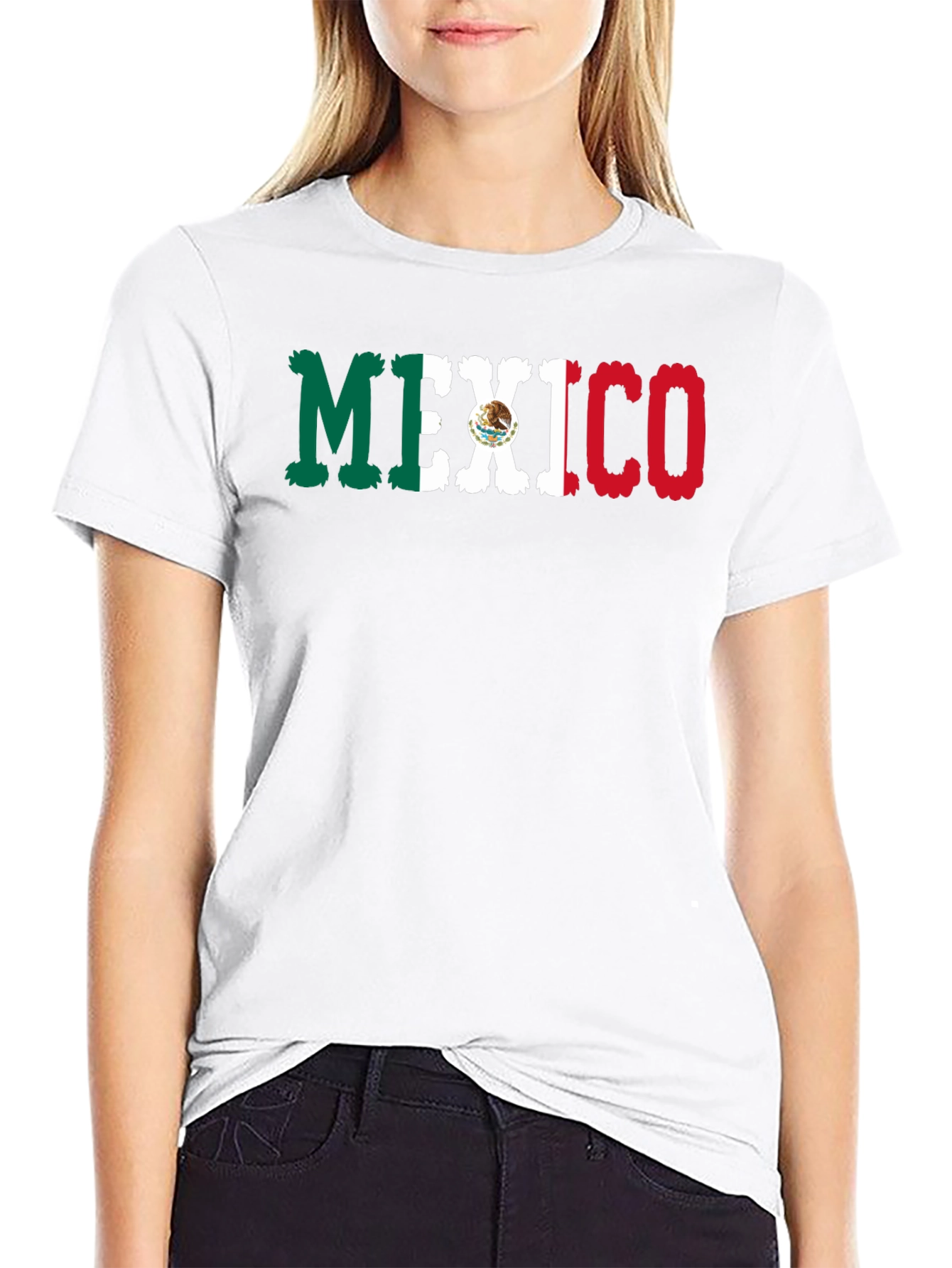 Mexico Flag Graphic Print Black T-Shirt
