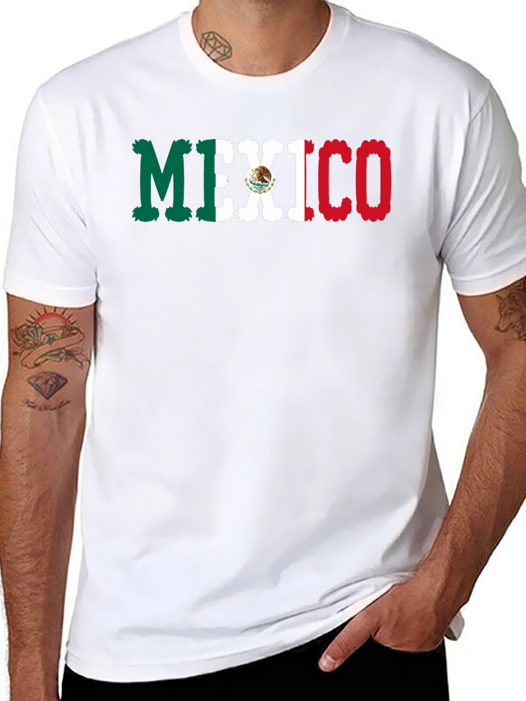 Mexico Flag Graphic Print Black T-Shirt