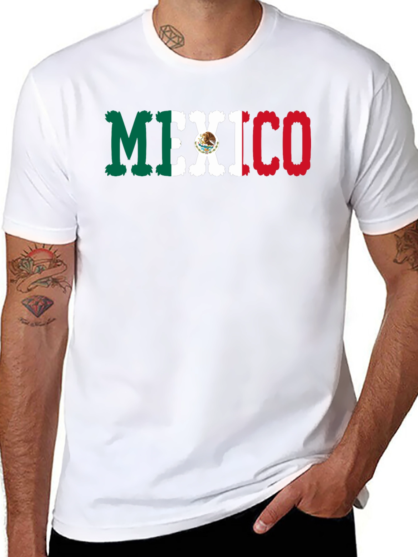 Mexico Flag Graphic Print Black T-Shirt