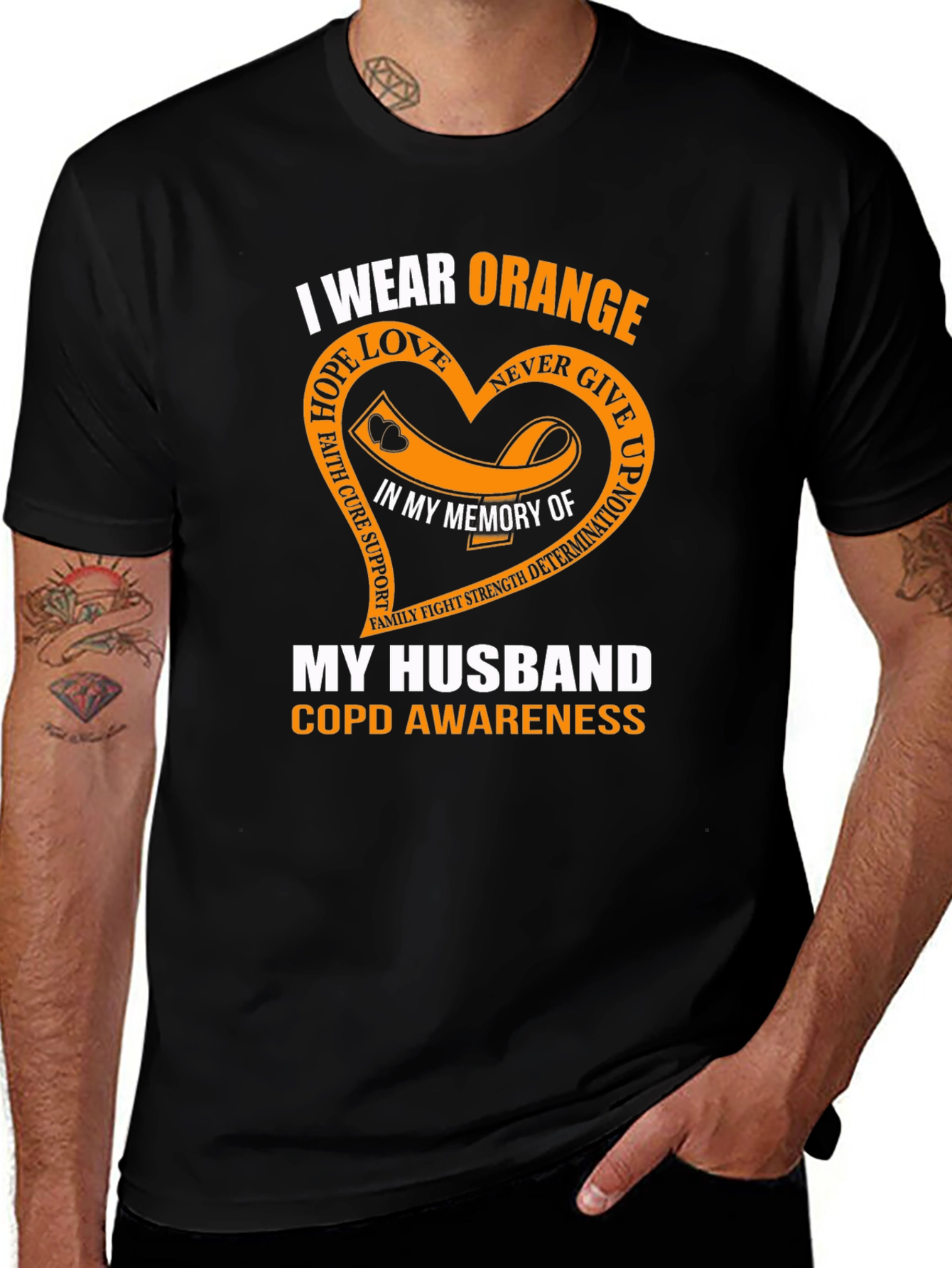 COPD Awareness T-Shirt - I Wear Orange for My Husband