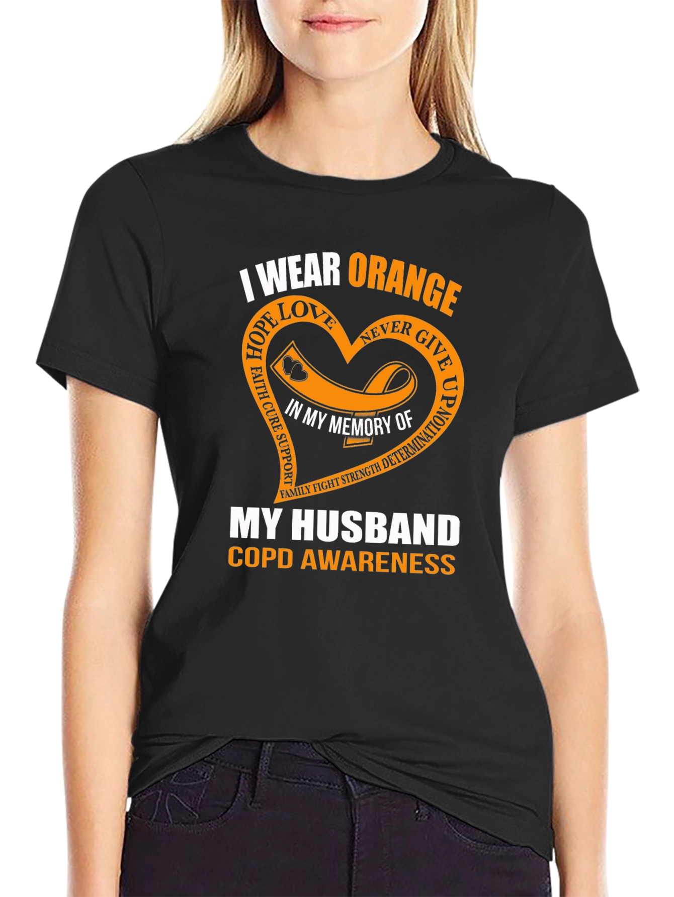 COPD Awareness T-Shirt - I Wear Orange for My Husband