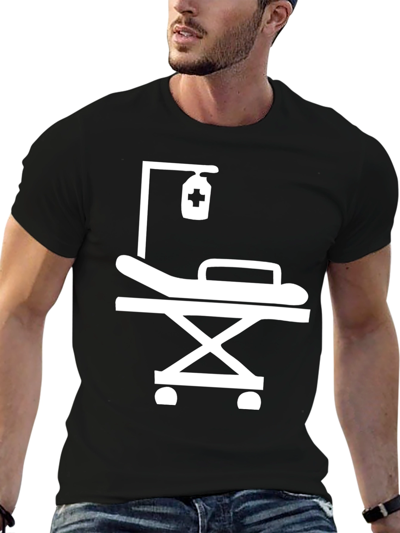 Medical Gurney Graphic Tee - Black Comfort