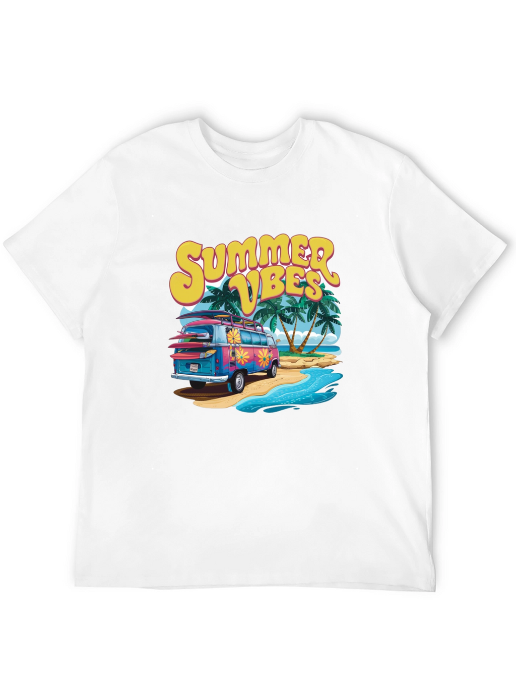 Summer Vibes Beach Van Graphic T-Shirt