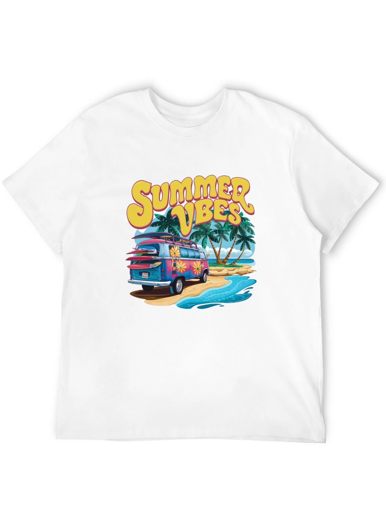 Summer Vibes Beach Van Graphic T-Shirt