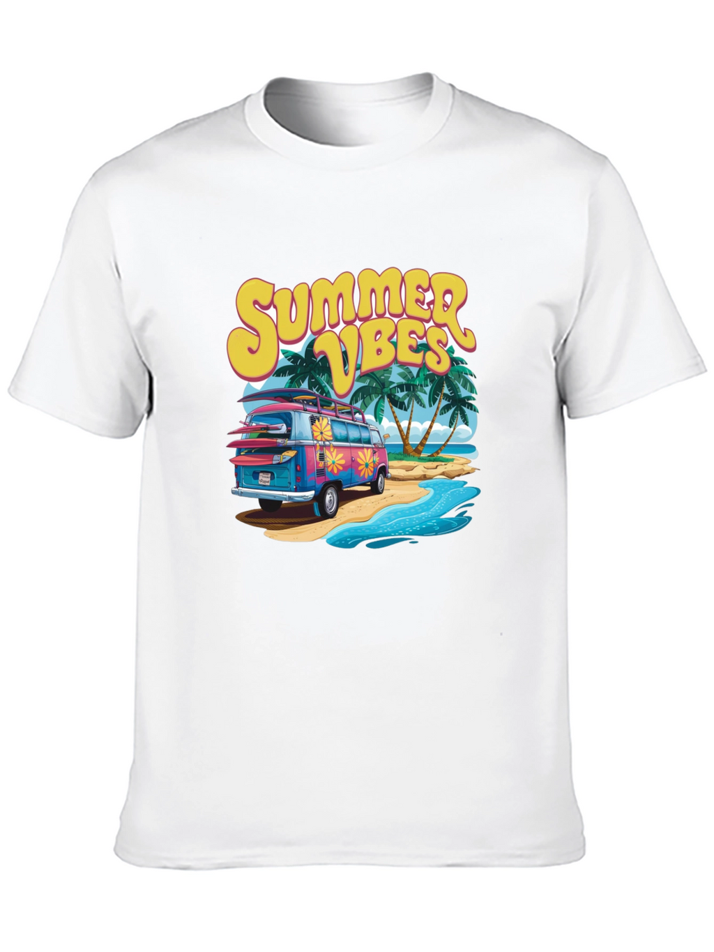 Summer Vibes Beach Van Graphic T-Shirt