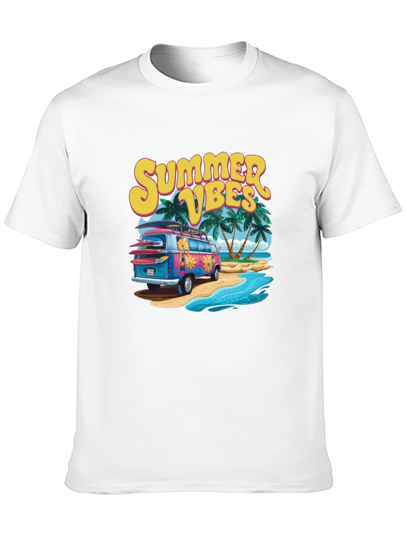Summer Vibes Beach Van Graphic T-Shirt