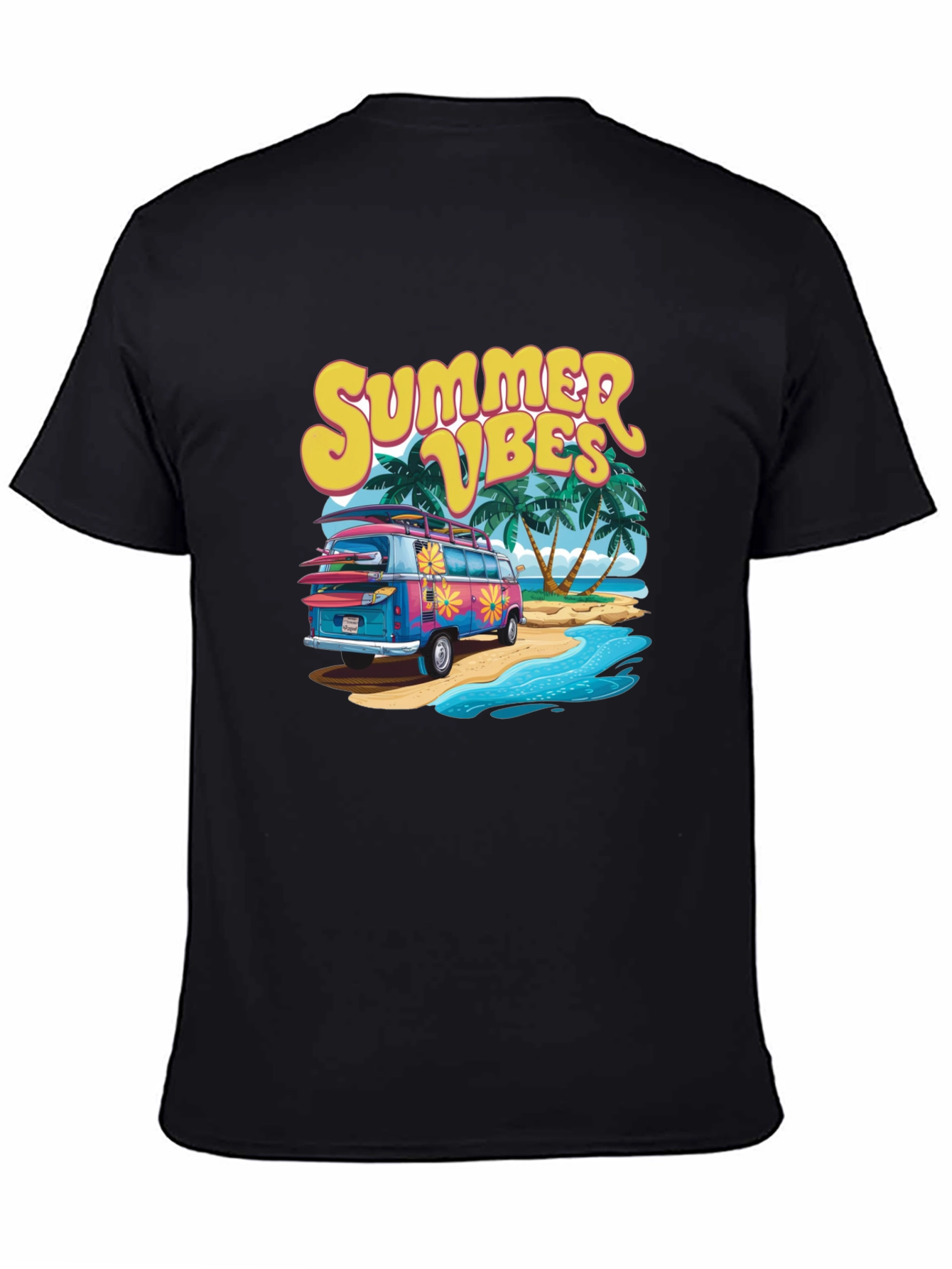 Summer Vibes Beach Van Graphic T-Shirt