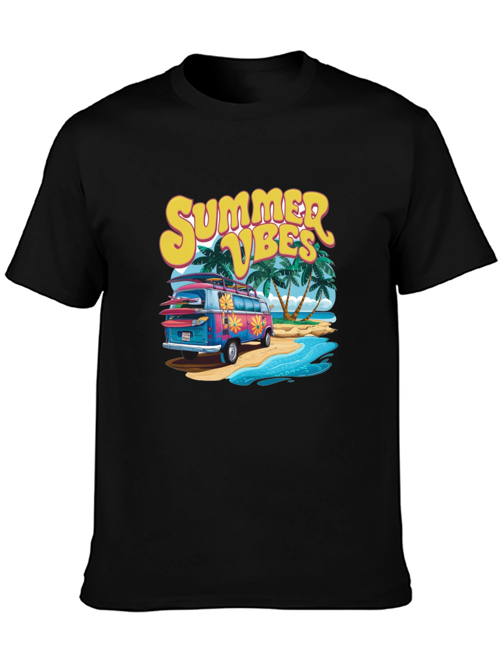 Summer Vibes Beach Van Graphic T-Shirt