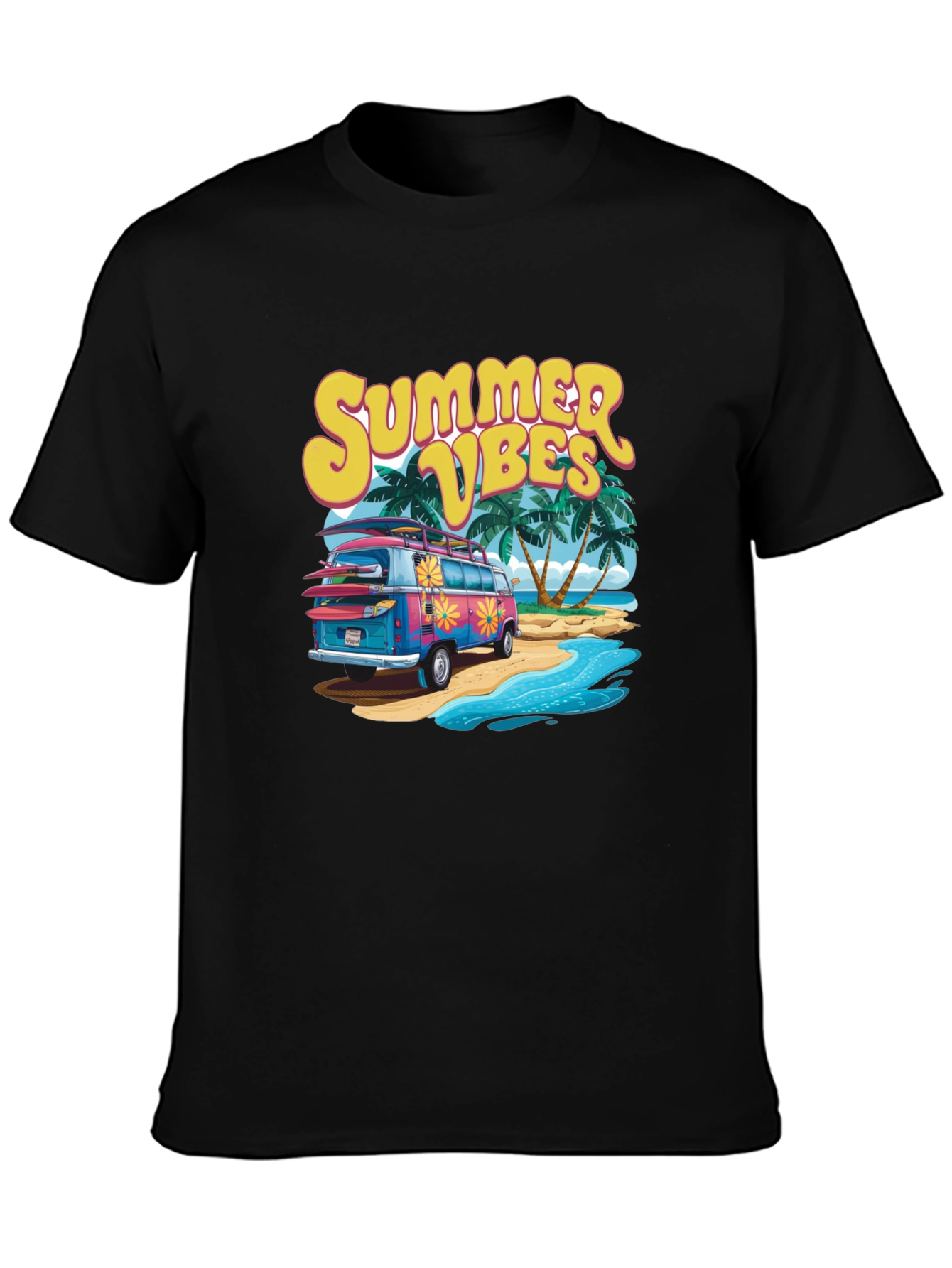 Summer Vibes Beach Van Graphic T-Shirt