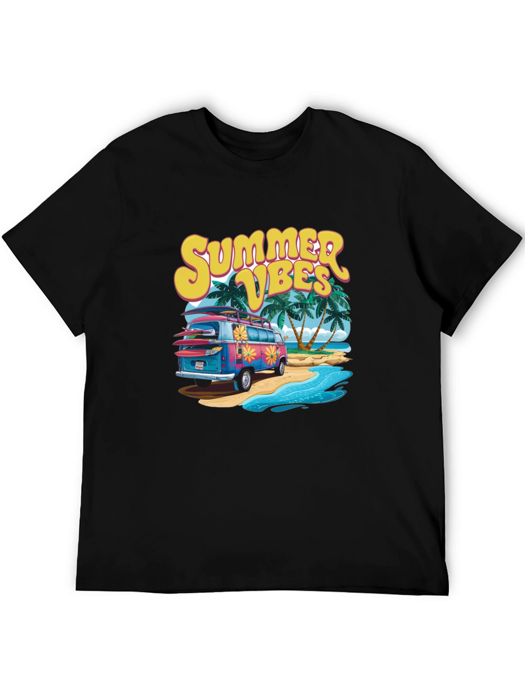 Summer Vibes Beach Van Graphic T-Shirt