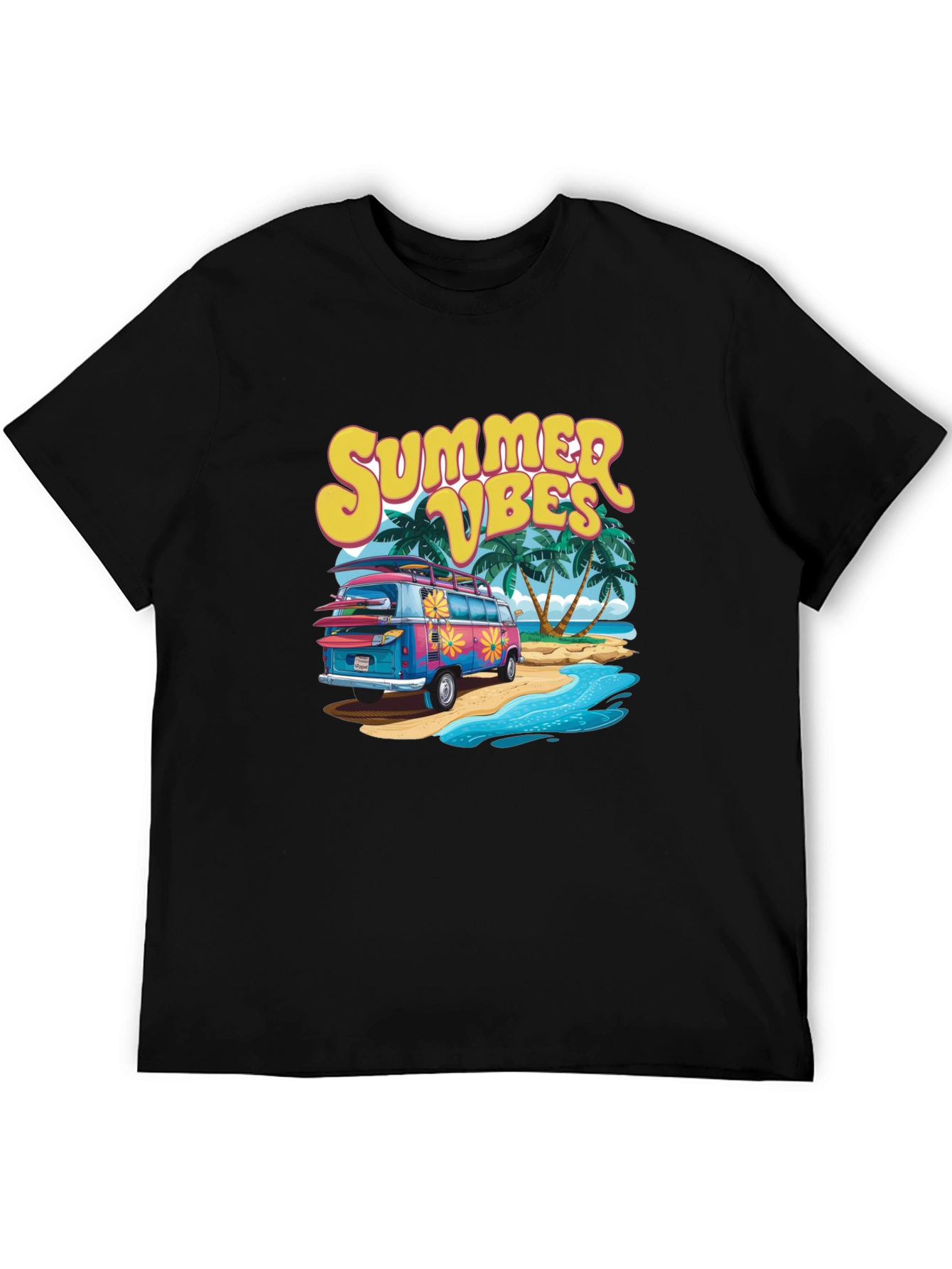 Summer Vibes Beach Van Graphic T-Shirt