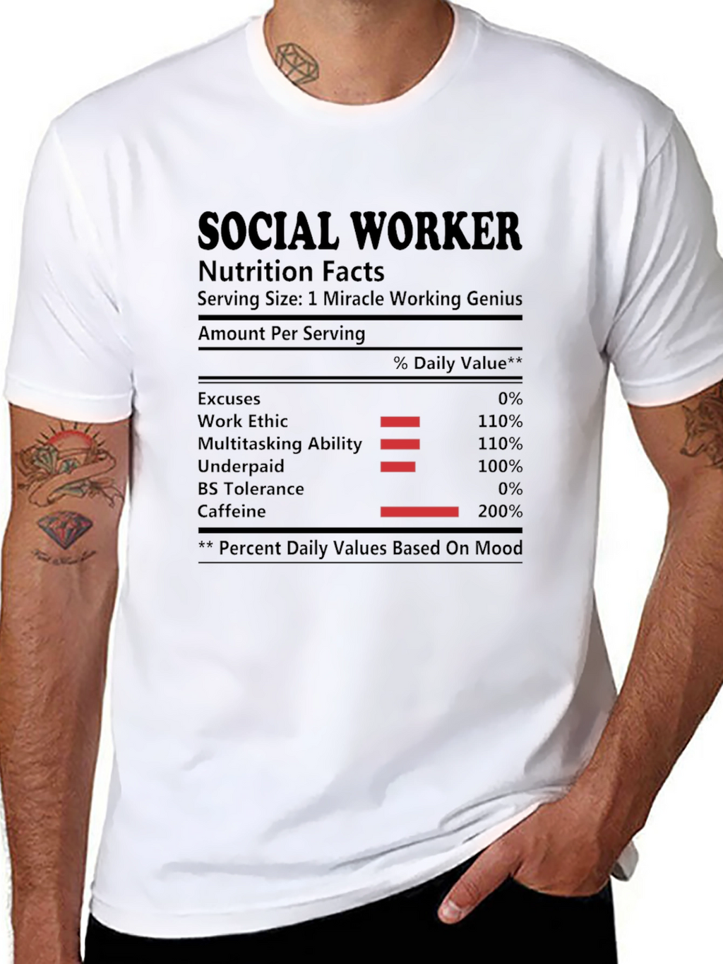 Social Worker Nutrition Facts Black T-Shirt