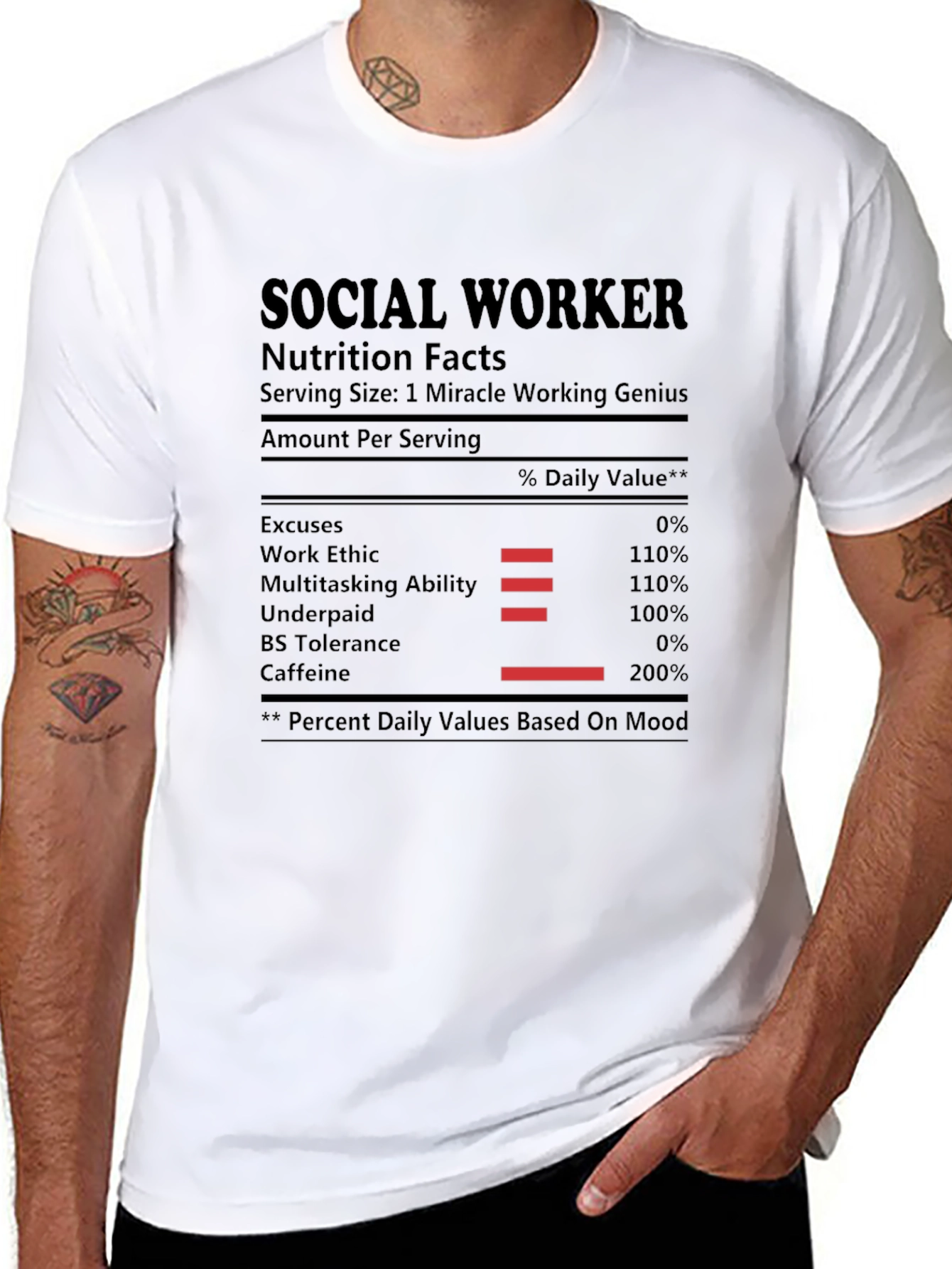 Social Worker Nutrition Facts Black T-Shirt