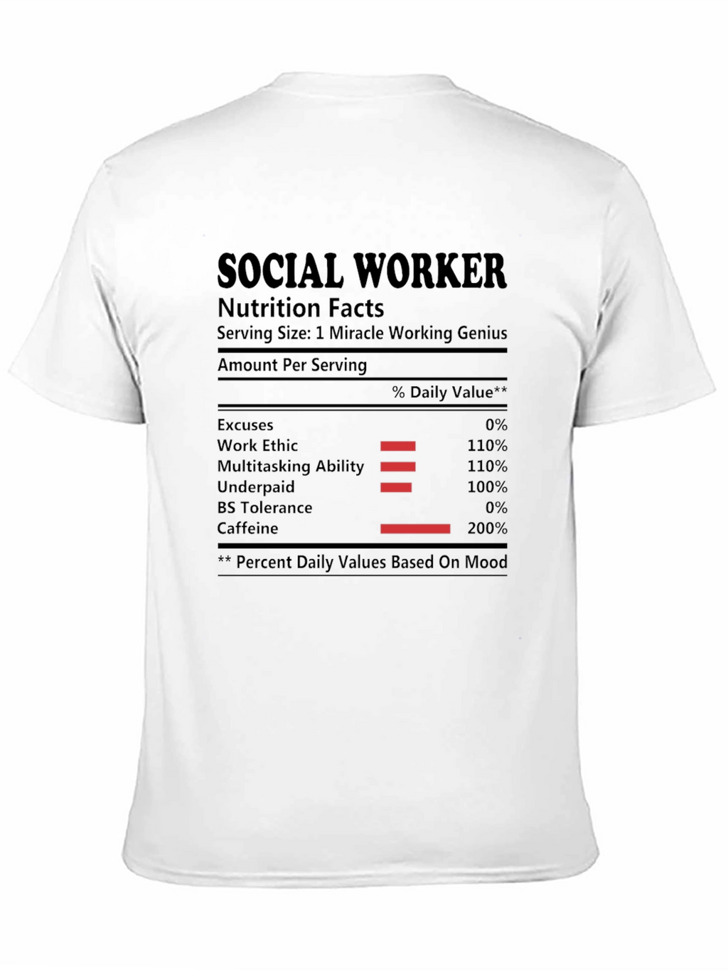 Social Worker Nutrition Facts Black T-Shirt