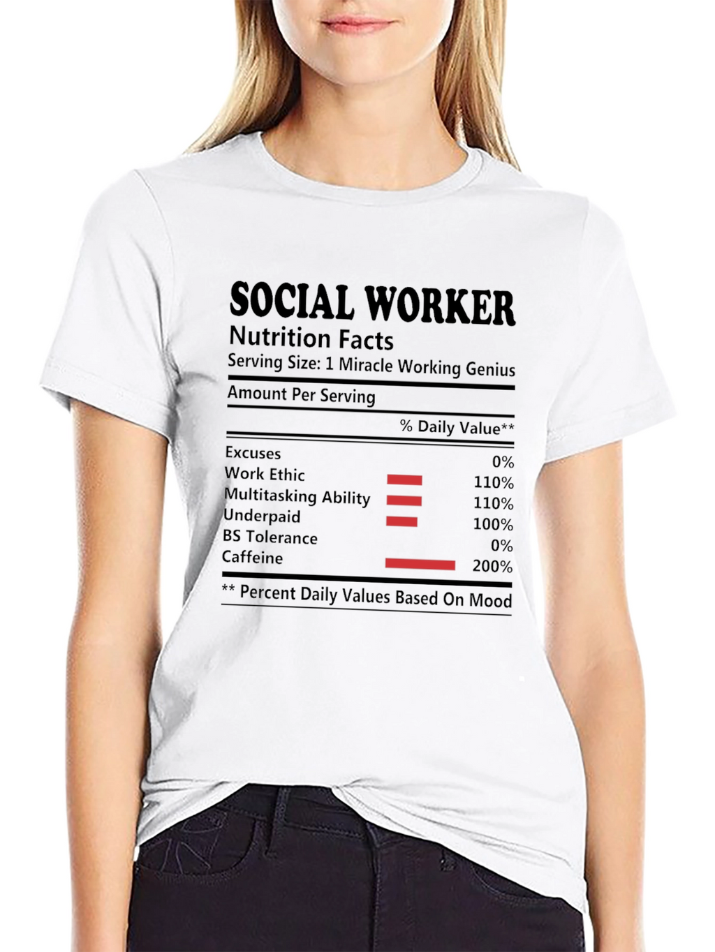 Social Worker Nutrition Facts Black T-Shirt