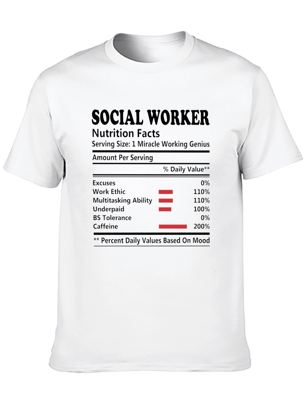Social Worker Nutrition Facts Black T-Shirt