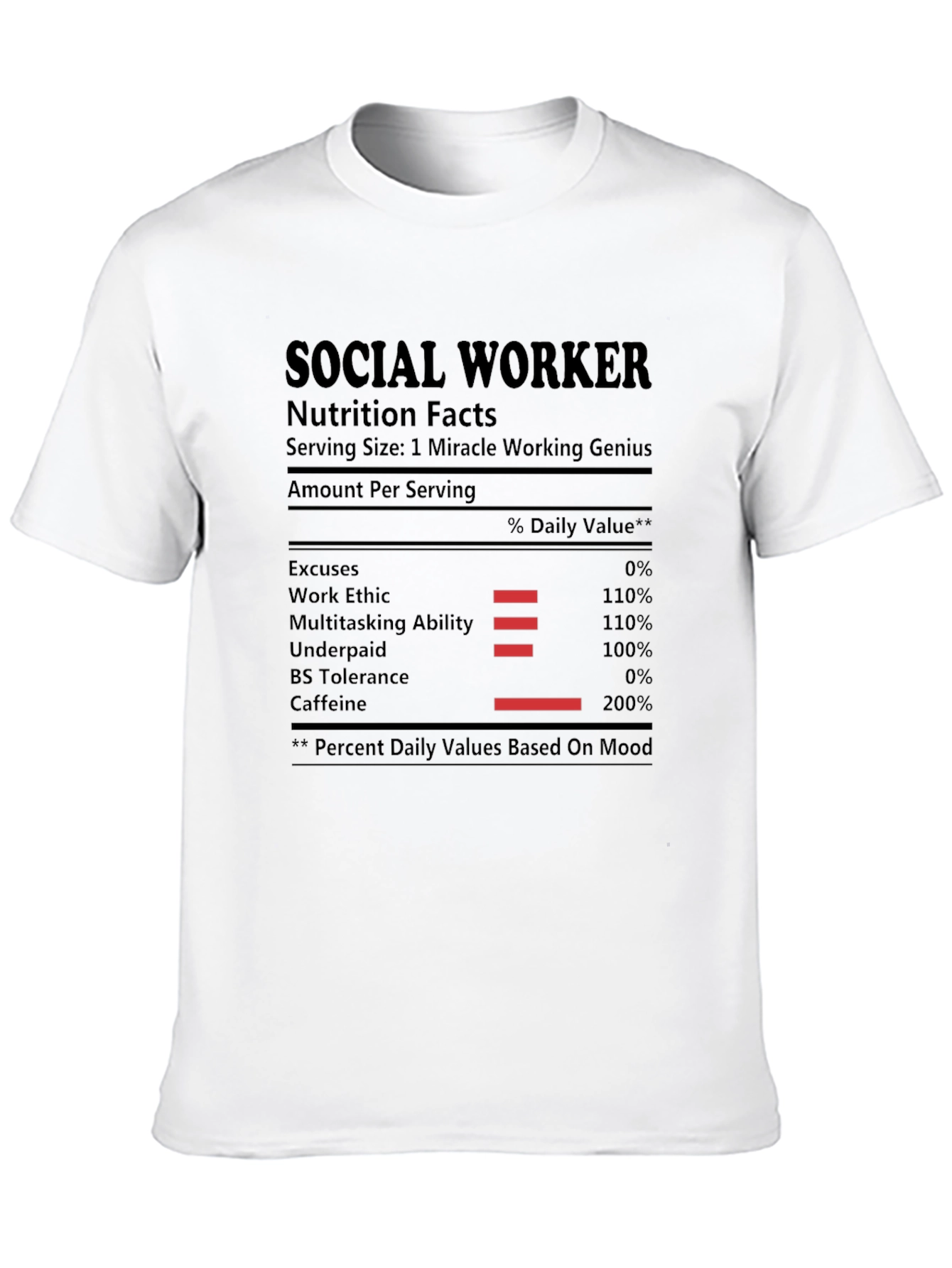 Social Worker Nutrition Facts Black T-Shirt