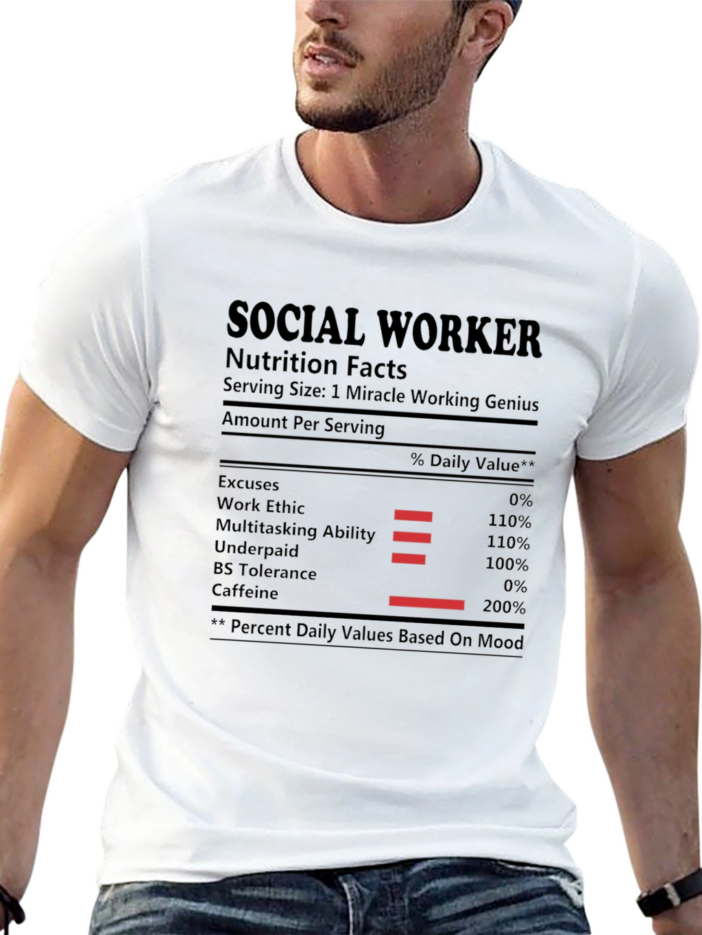 Social Worker Nutrition Facts Black T-Shirt