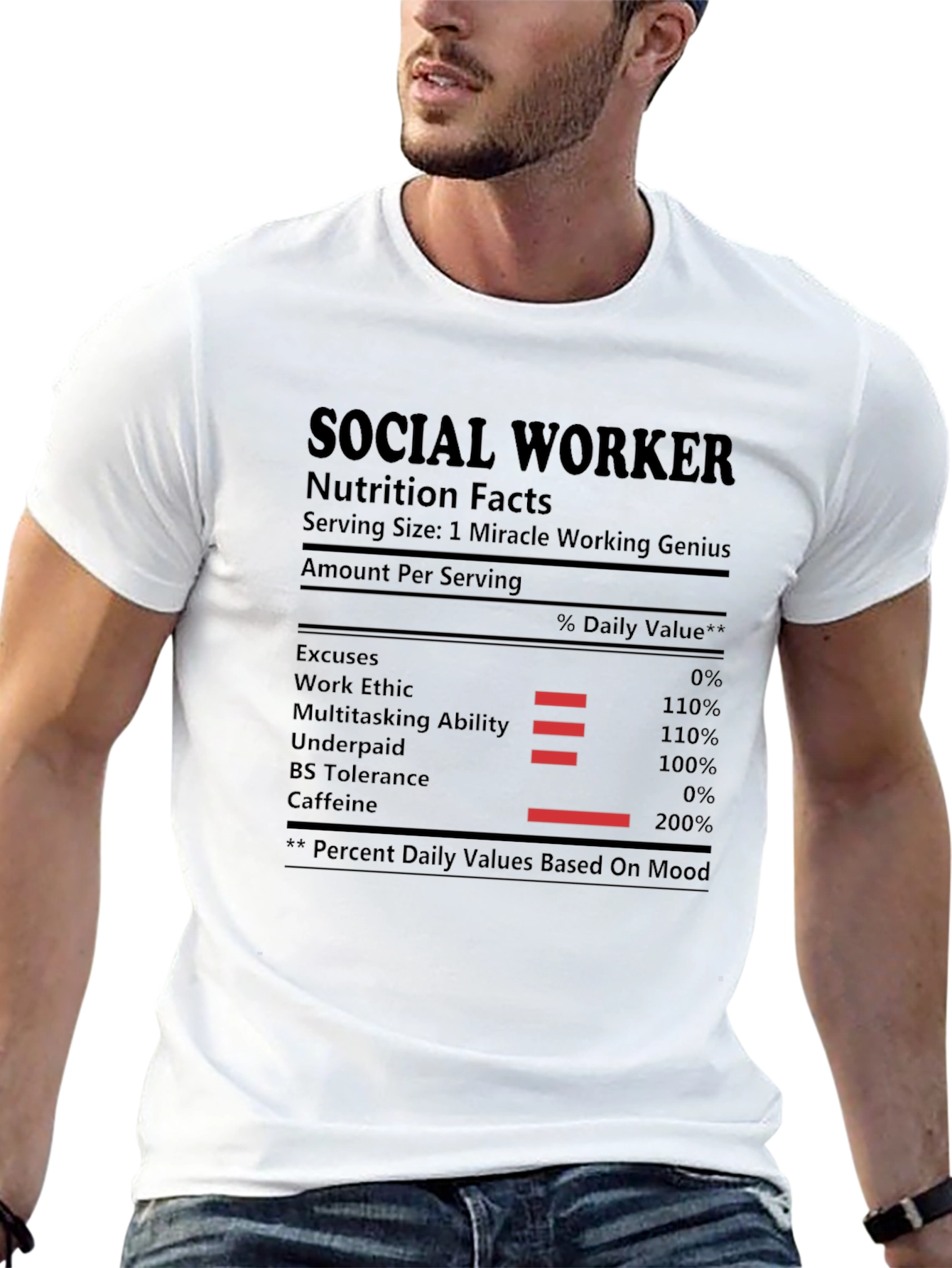 Social Worker Nutrition Facts Black T-Shirt