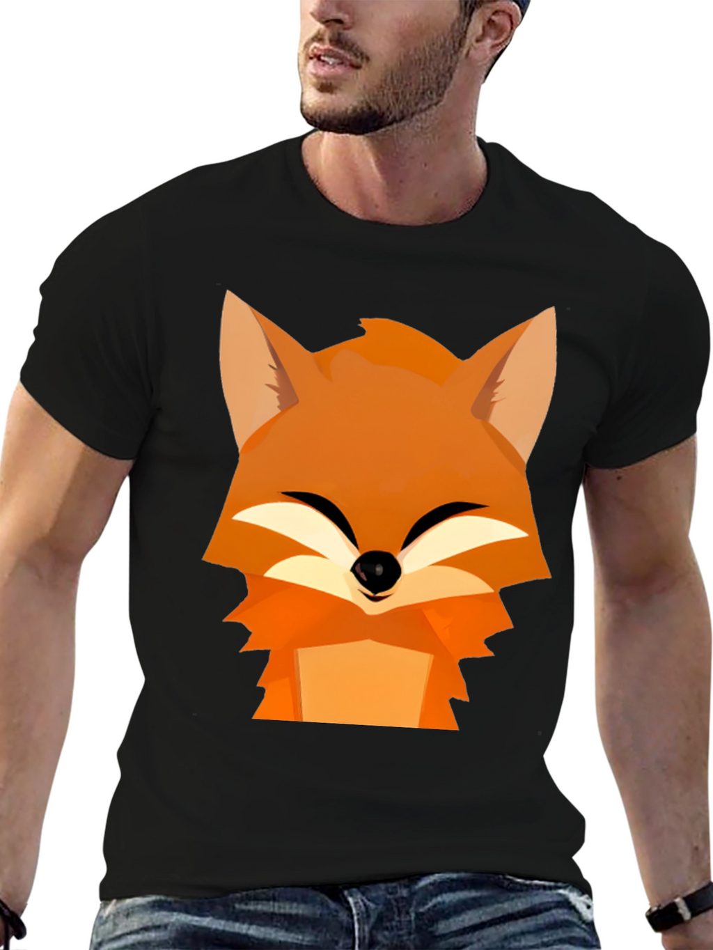 Fox Graphic Tee - Black Cotton Comfort