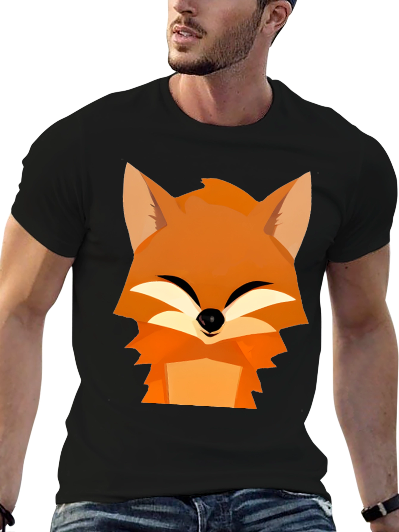 Fox Graphic Tee - Black Cotton Comfort