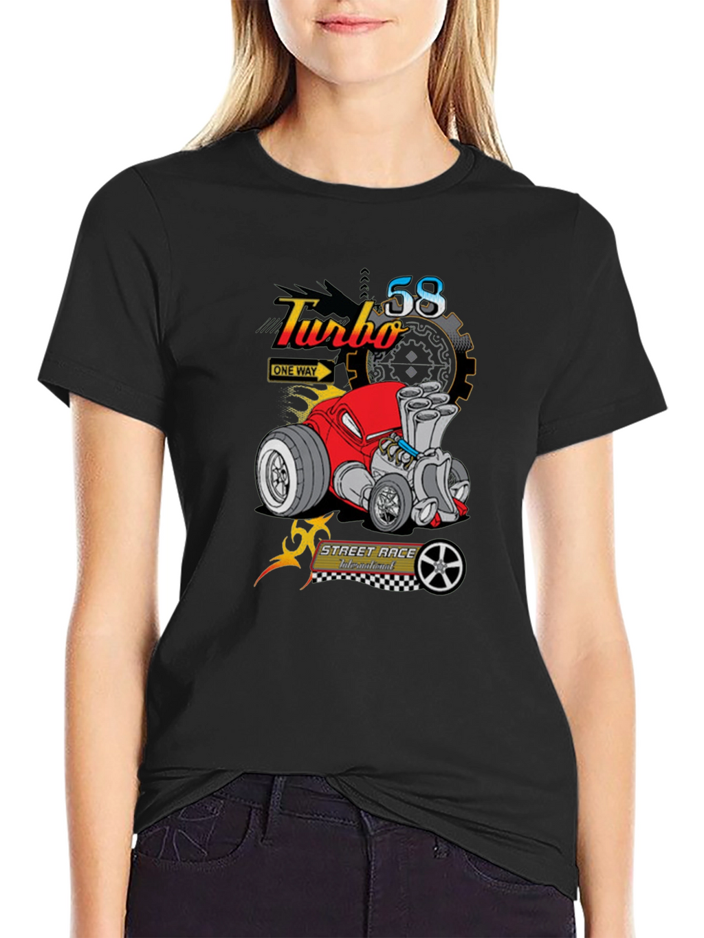 Turbo 58 Street Race T-Shirt - Black Graphic Tee
