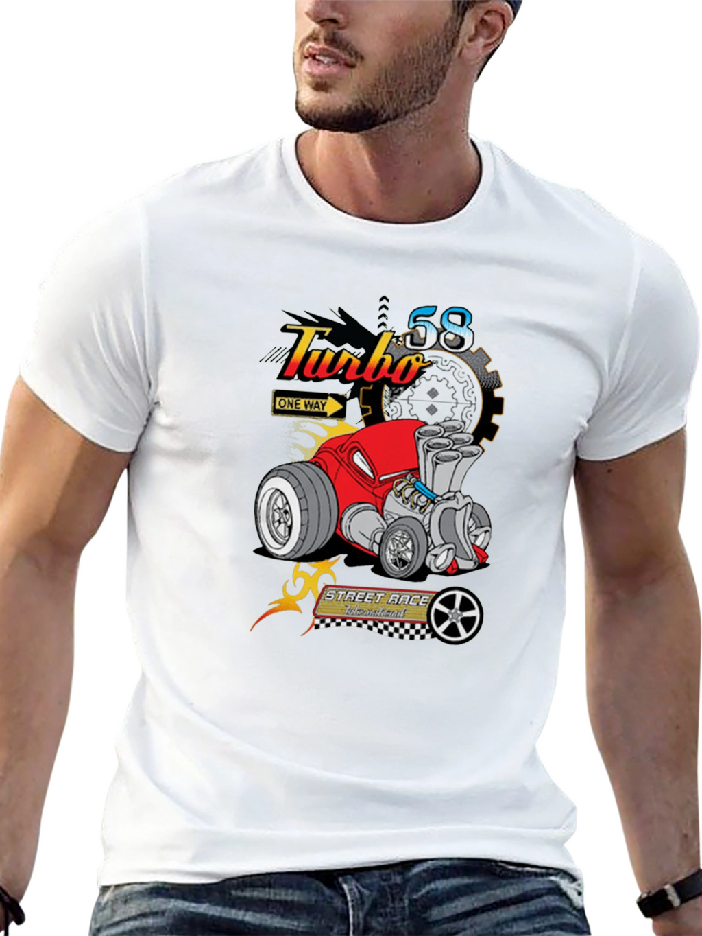 Turbo 58 Street Race T-Shirt - Black Graphic Tee