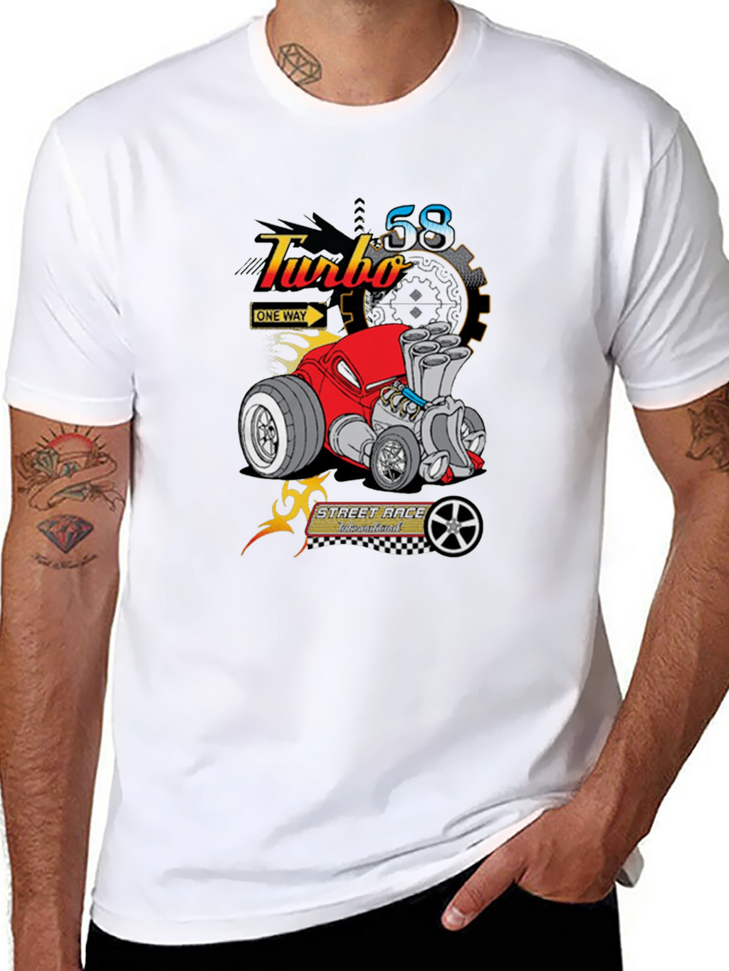 Turbo 58 Street Race T-Shirt - Black Graphic Tee