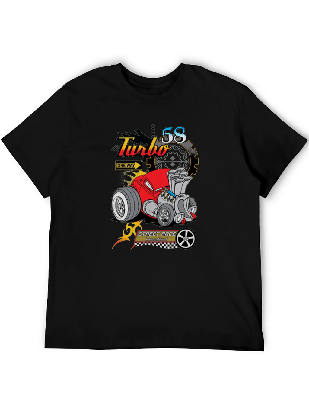 Turbo 58 Street Race T-Shirt - Black Graphic Tee
