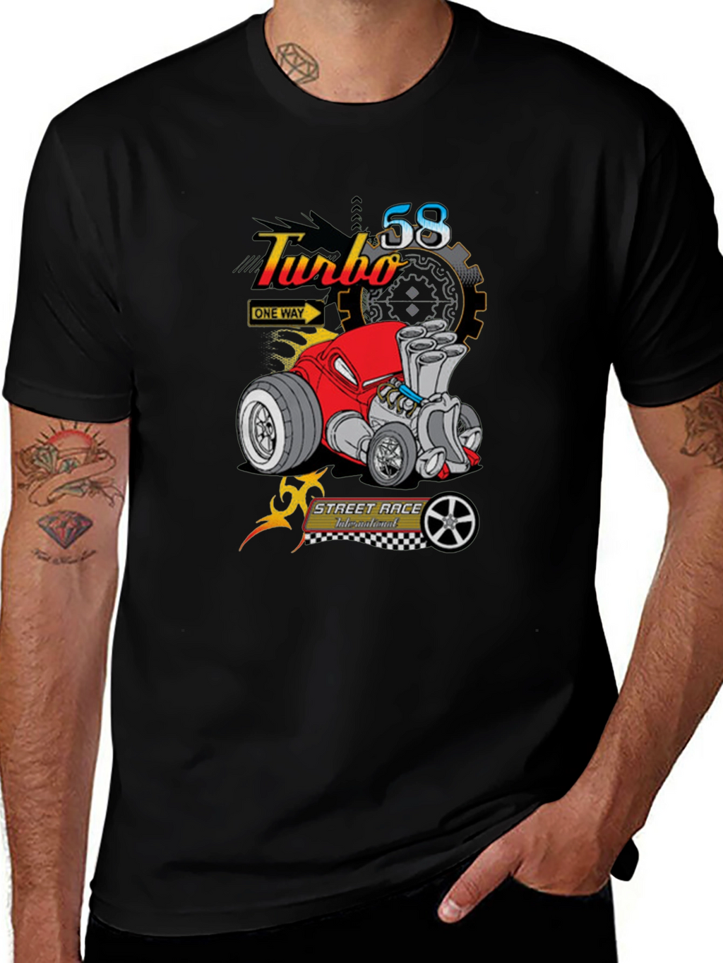 Turbo 58 Street Race T-Shirt - Black Graphic Tee