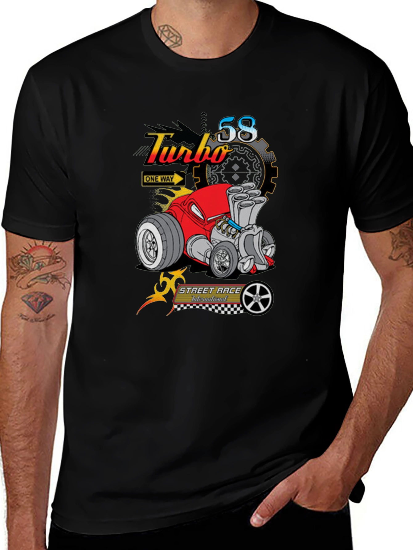 Turbo 58 Street Race T-Shirt - Black Graphic Tee