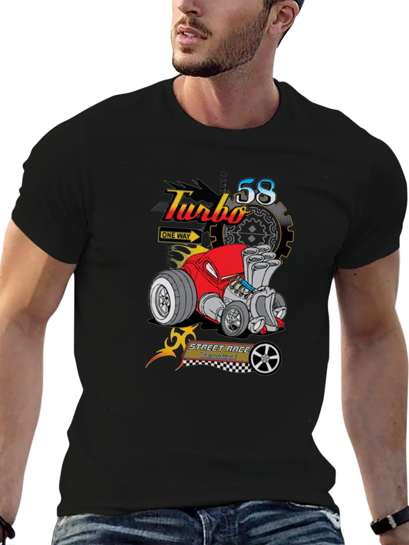 Turbo 58 Street Race T-Shirt - Black Graphic Tee