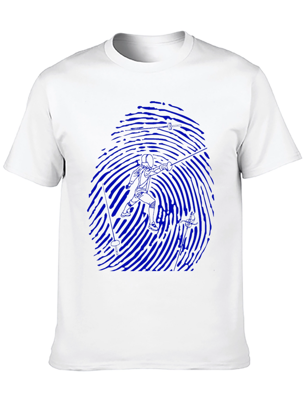 Blue Fingerprint Silhouette Graphic Black T-Shirt