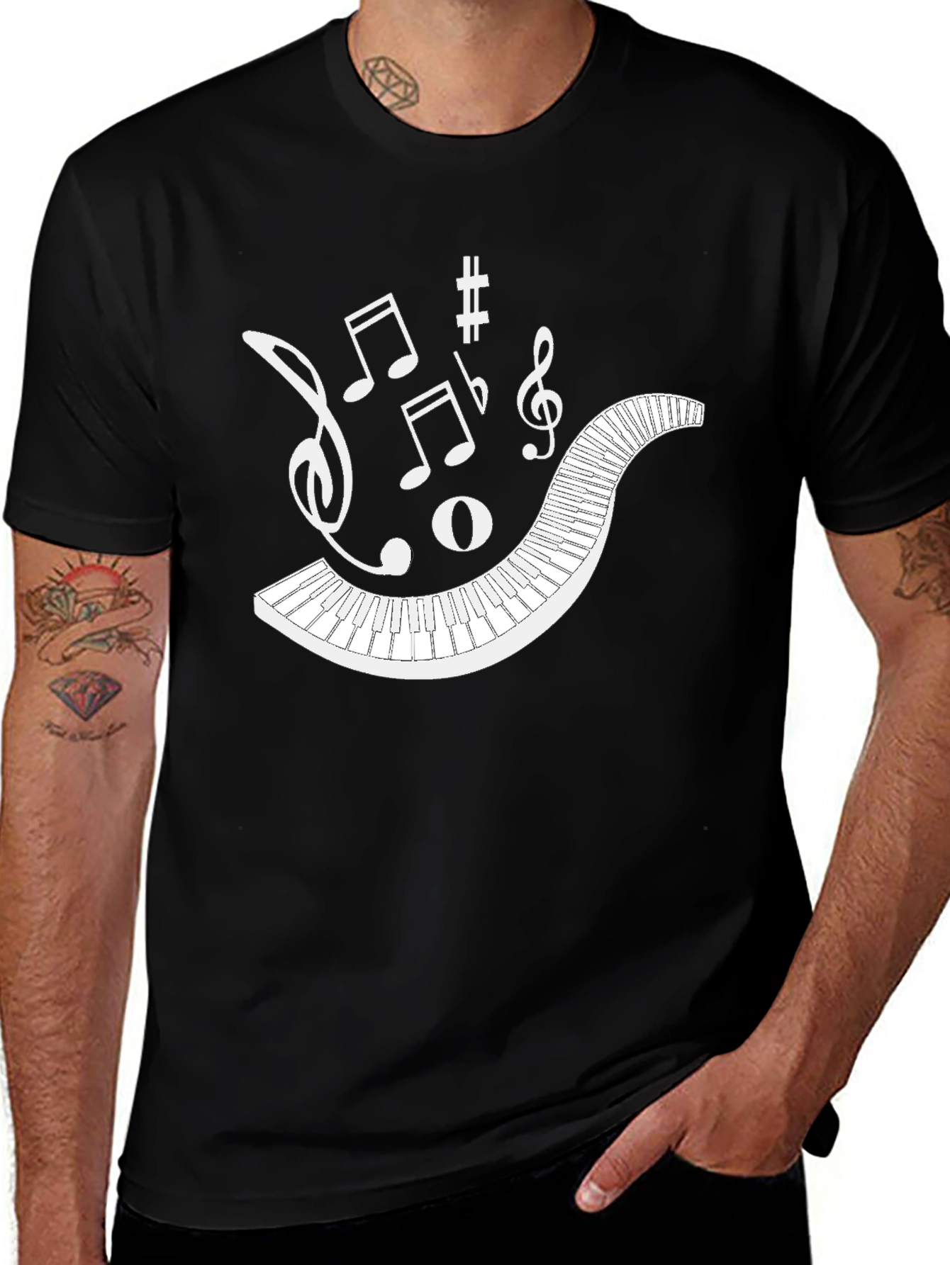 Musical Keyboard Notes Graphic T-Shirt
