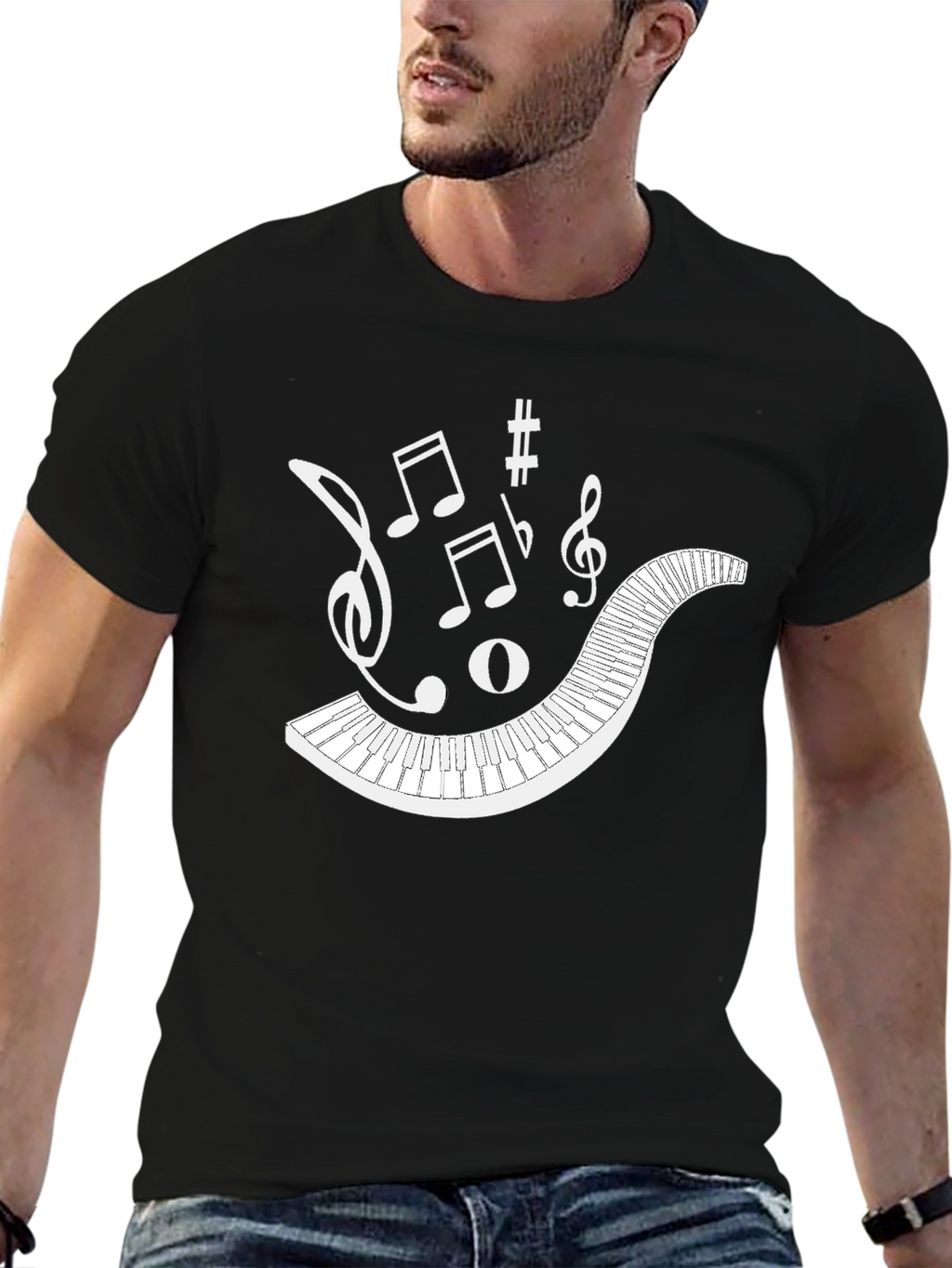 Musical Keyboard Notes Graphic T-Shirt